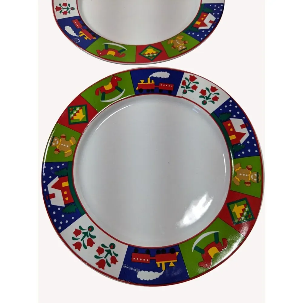 4 Vintage Marketplace Celebrate The Season Plates Christmas Grandmacore Lot 